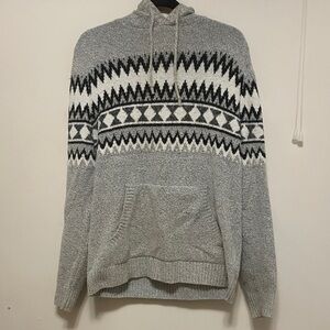 Old Navy Gray and Black Patterned Men's Sweater